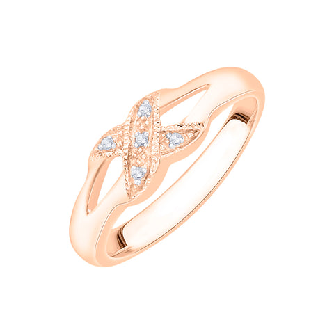 KATARINA Prong Set Diamond Criss Cross Fashion Ring (1/20 cttw)