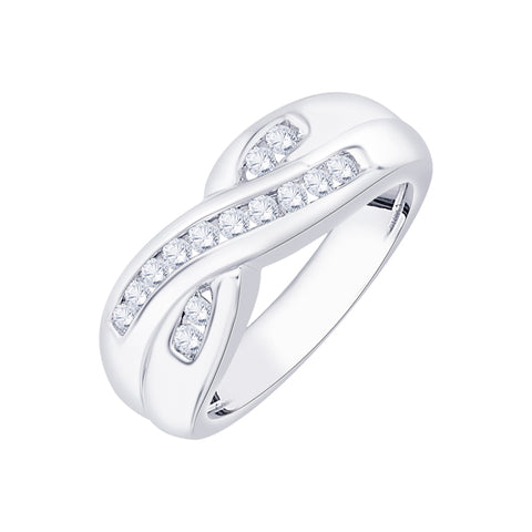KATARINA Channel Set Diamond Criss Cross Fashion Ring (1/3 cttw)