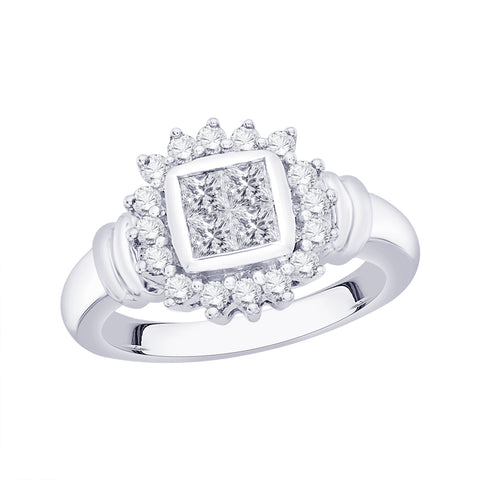 KATARINA Round and Princess Cut Diamond Fashion Ring (3/4 cttw)