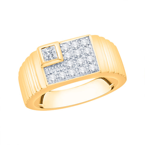 KATARINA 1/2 cttw Prong Set Round and Princess Cut Diamond Men's Ring