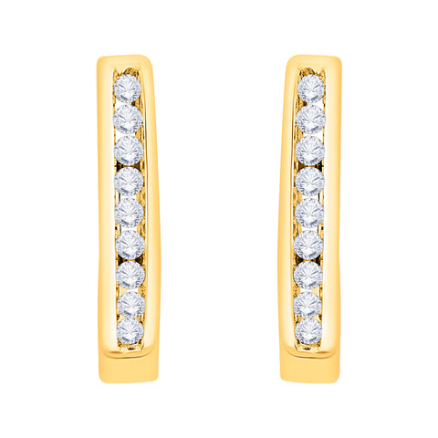 KATARINA 1/4 cttw Channel Set Diamond J-Hoop Earrings