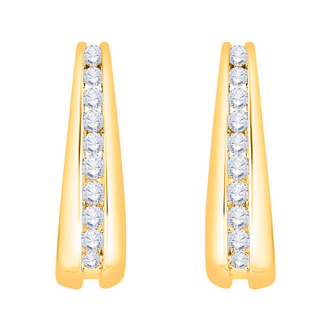 KATARINA 1/2 cttw Channel Set Diamond J-Hoop Earrings