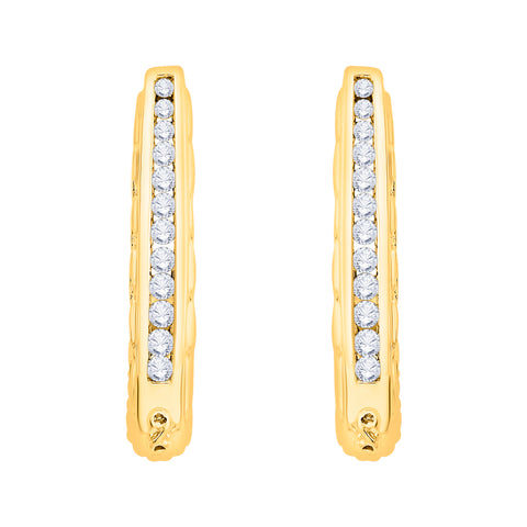 KATARINA 1/2 cttw Channel Set Diamond J-Hoop Earrings