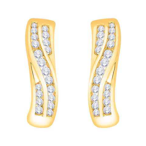 KATARINA 3/8 cttw Channel Set Diamond J-Hoop Earrings