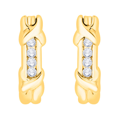 KATARINA 1/4 cttw Channel Set Diamond J-Hoop Earrings