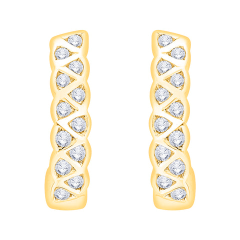 KATARINA 1/2 cttw Channel Set Diamond J-Hoop Earrings
