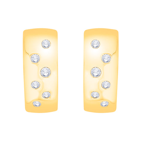 KATARINA 1/4 cttw Bezel Set Diamond Huggie Earrings