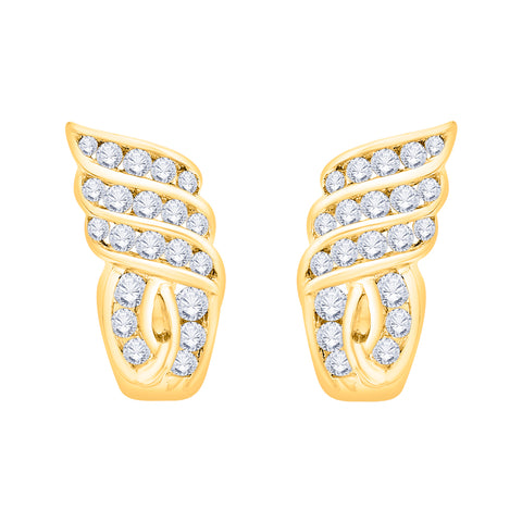 KATARINA 1 cttw Channel Set Diamond J-Hoop Earrings