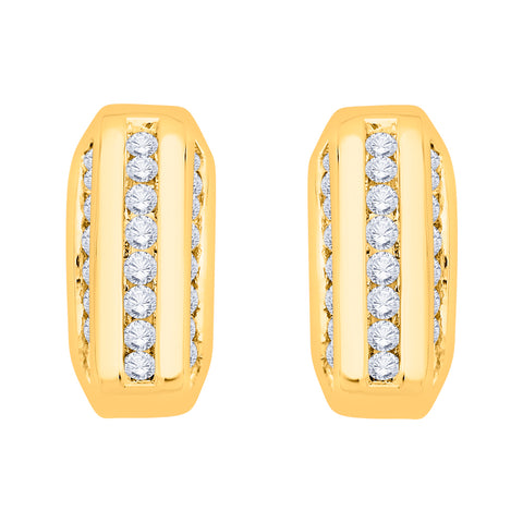 KATARINA 1 3/8 cttw Channel Set Diamond Hoop Earrings