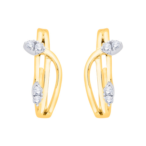 KATARINA 1/4 cttw Prong Set Diamond J-Hoop Earrings
