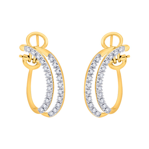 KATARINA 1 cttw Prong Set Diamond Double Row Hoop Earrings