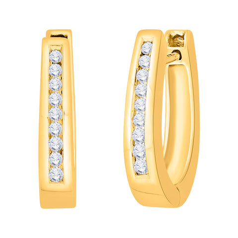 KATARINA 1/4 cttw Channel Set U-Shape Diamond Huggie Earrings