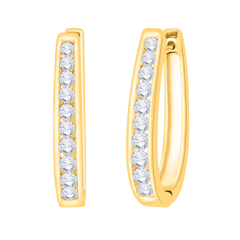 KATARINA 1 cttw Channel Set U-Shape Diamond Hoop Earrings