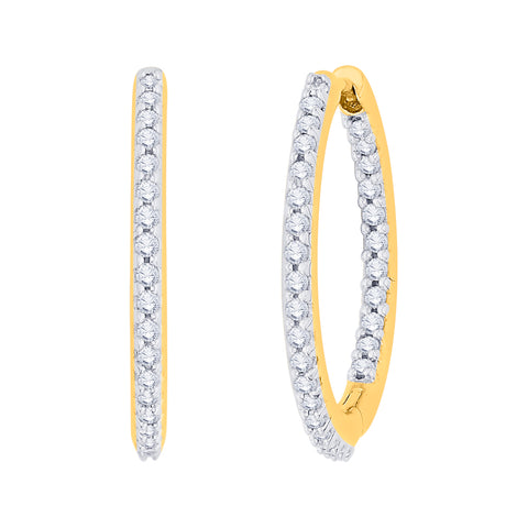 KATARINA 3/4 cttw Prong Set Diamond Hoop Earrings