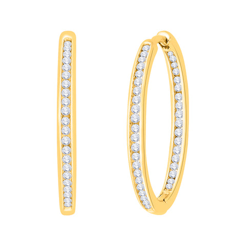 KATARINA 1 cttw Channel Set Diamond Hoop Earrings