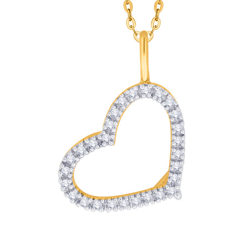 KATARINA 1/4 cttw Prong Set Diamond Heart Pendant Necklace