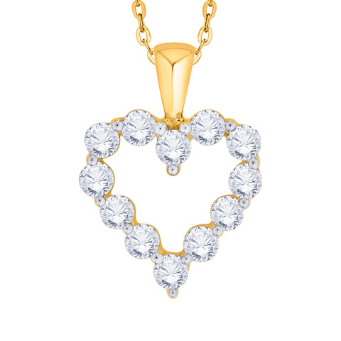KATARINA 1 cttw Prong Set Diamond Heart Pendant Necklace