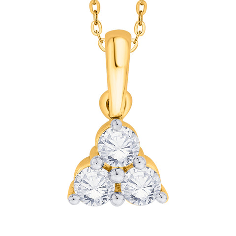 KATARINA Prong Set Three Stone Diamond Pendant Necklace (1 cttw)