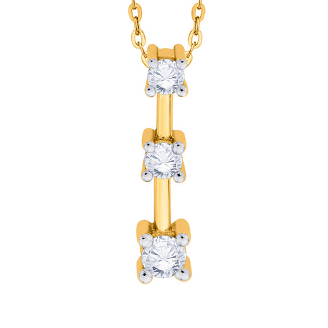 KATARINA Prong Set Three Stone Graduating Diamond Pendant Necklace (1/2 cttw)