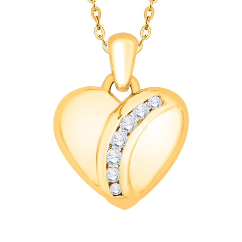 KATARINA 1/6 cttw Channel Set Diamond Heart Pendant Necklace