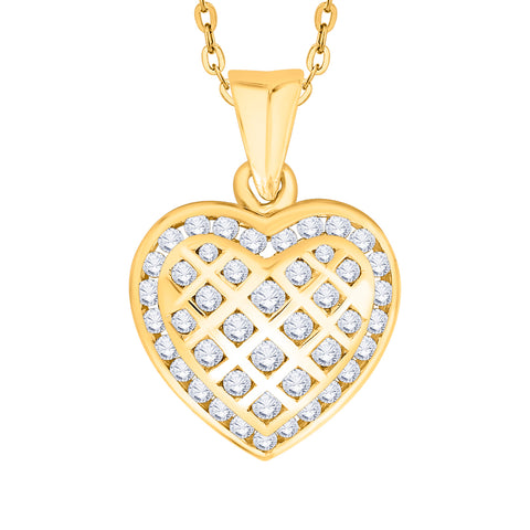 KATARINA 2/3 cttw Channel Set Diamond Heart Pendant Necklace