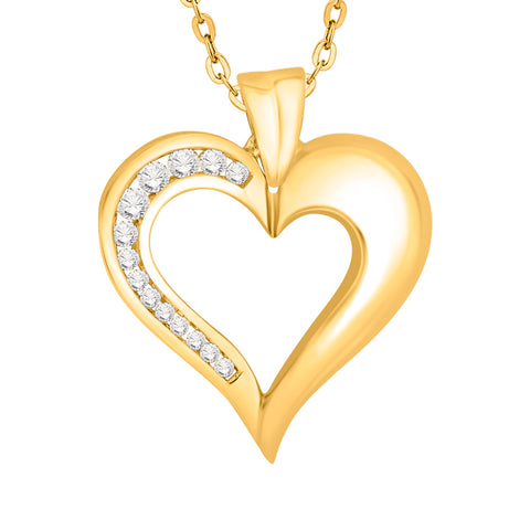 KATARINA 1/4 cttw Channel Set Diamond Heart Pendant Necklace