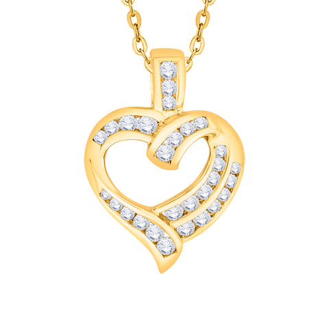 KATARINA 1/2 cttw Channel Set Diamond Heart Pendant Necklace
