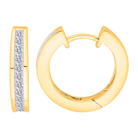 KATARINA Princess Cut Diamond Huggie Earrings (1/2 cttw)
