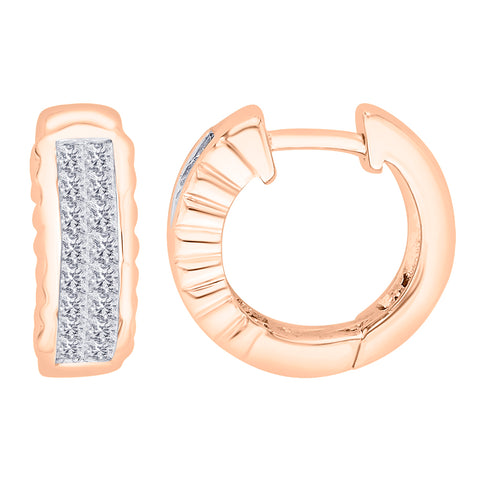 KATARINA Princess Cut Diamond Huggie Earrings (3/4 cttw)