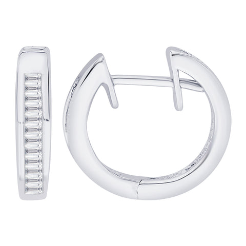 KATARINA Baguette Cut Diamond Huggie Earrings (1/5 cttw)