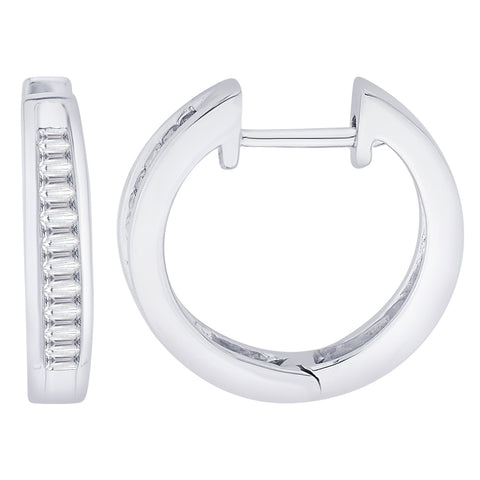KATARINA Baguette Cut Diamond Huggie Earrings (1/2 cttw)