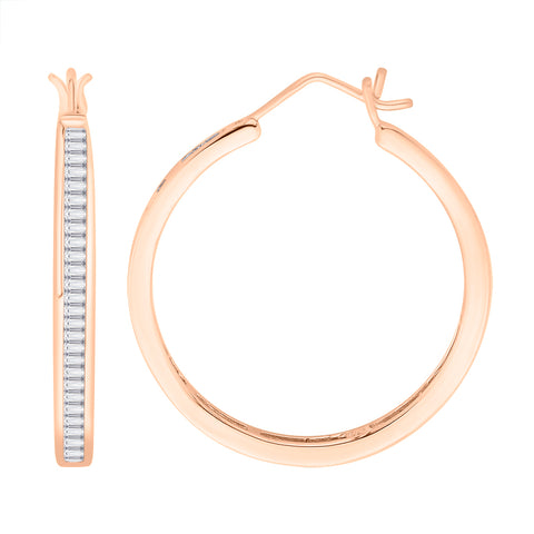 KATARINA Baguette Cut Diamond Hoop Earrings (3/4 cttw)