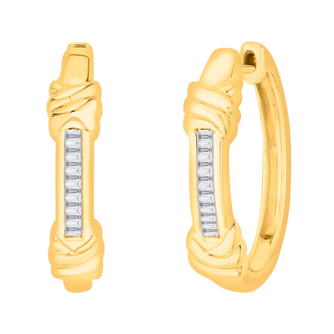 KATARINA Baguette Cut Diamond Hoop Earrings (1/6 cttw)