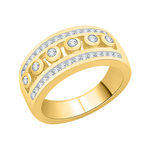 KATARINA 1 cttw Three Row Diamond Wedding Band