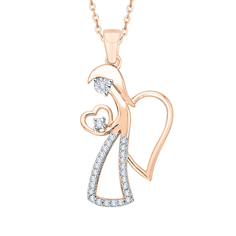 KATARINA Miracle Plate Diamond Heart Guardian Angel Pendant Necklace (1/6 cttw)