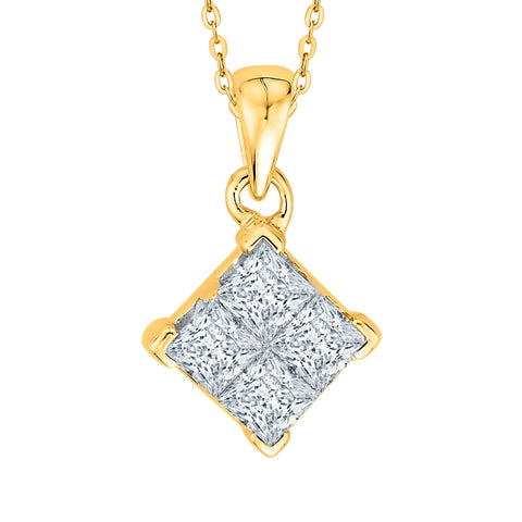 KATARINA Princess Cut Diamond Pendant Necklace (1/5 cttw)