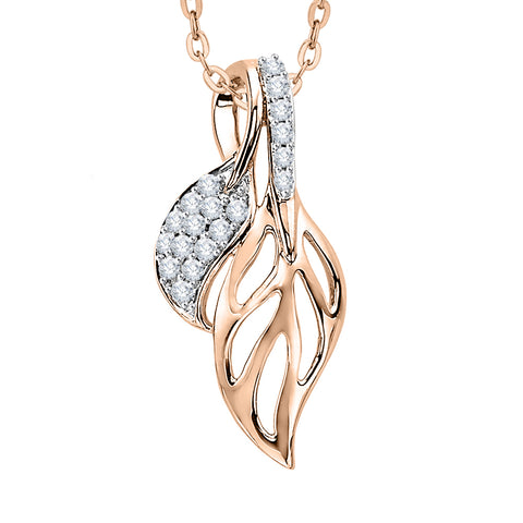 KATARINA Prong Set Diamond Leaf Pendant Necklace (1/5 cttw)