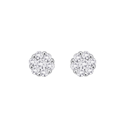 KATARINA 1/5 cttw Diamond Floral Stud Earrings