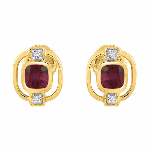 KATARINA 5/8 cttw Diamond and Cushion Cut Ruby Fashion Earrings