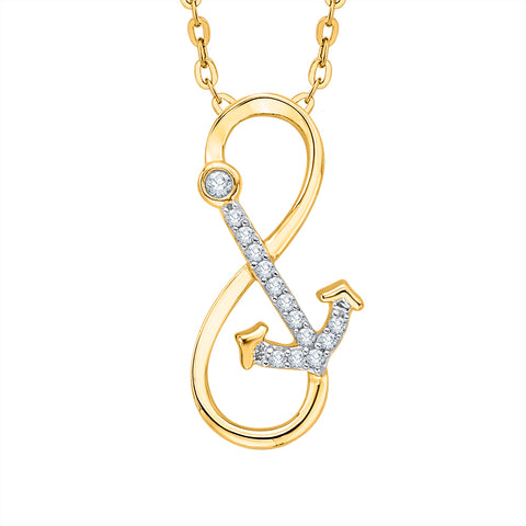 KATARINA Diamond Infinity and Anchor Pendant Necklace (1/20 cttw)