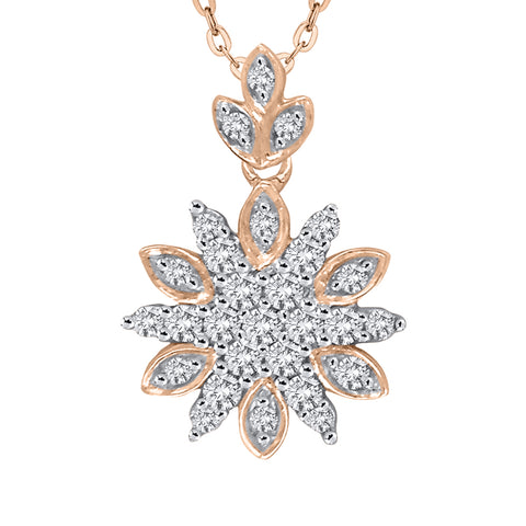 KATARINA Diamond Floral Pendant Necklace (3/8 cttw)