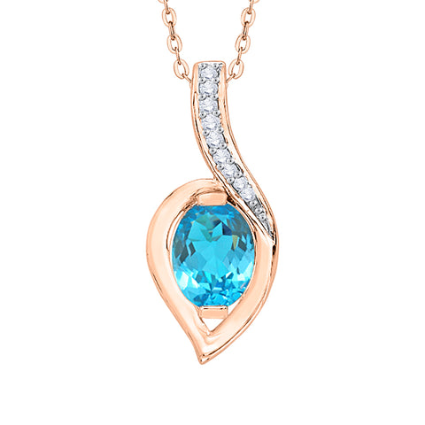 KATARINA Diamond and Oval Cut Topaz Pendant Necklace (1/5 cttw)