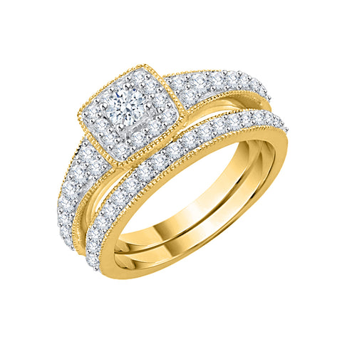 KATARINA 7/8 cttw Diamond Halo Bridal Set