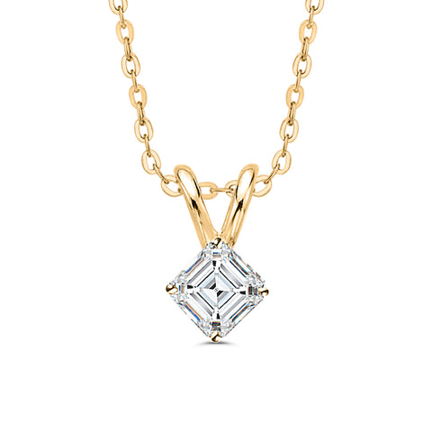 GIA Certified 0.51 ct. F - SI2 Asscher Cut Diamond Solitaire Pendant Necklace in 14K Gold