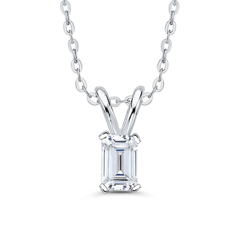 IGI Certified 1.34 ct. E - VS2 Emerald Cut Lab Grown Diamond Solitaire Pendant Necklace in 14K Gold