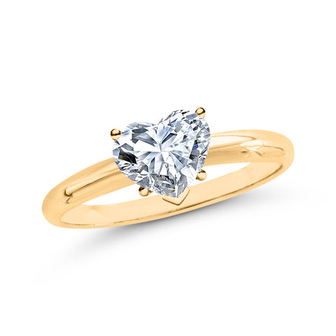 GIA Certified 0.9 ct. F - VS2 Heart Shape Diamond Solitaire Engagement Ring in 14k Gold