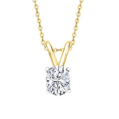 IGI Certified 1.15 ct. E - SI1 Oval Cut Lab Grown Diamond Solitaire Pendant Necklace in 14K Gold