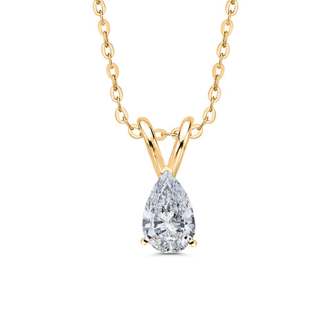IGI Certified 1.04 ct. G - VS1 Pear Cut Lab Grown Diamond Solitaire Pendant Necklace in 14K Gold