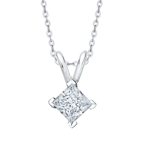 GIA Certified 0.5 ct. K - VS1 Princess Cut Diamond Solitaire Pendant Necklace in 14K Gold