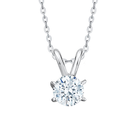 IGI Certified 1 ct. F - VVS2 Round Brilliant Cut Lab Grown Diamond Solitaire Pendant Necklace in 14K Gold